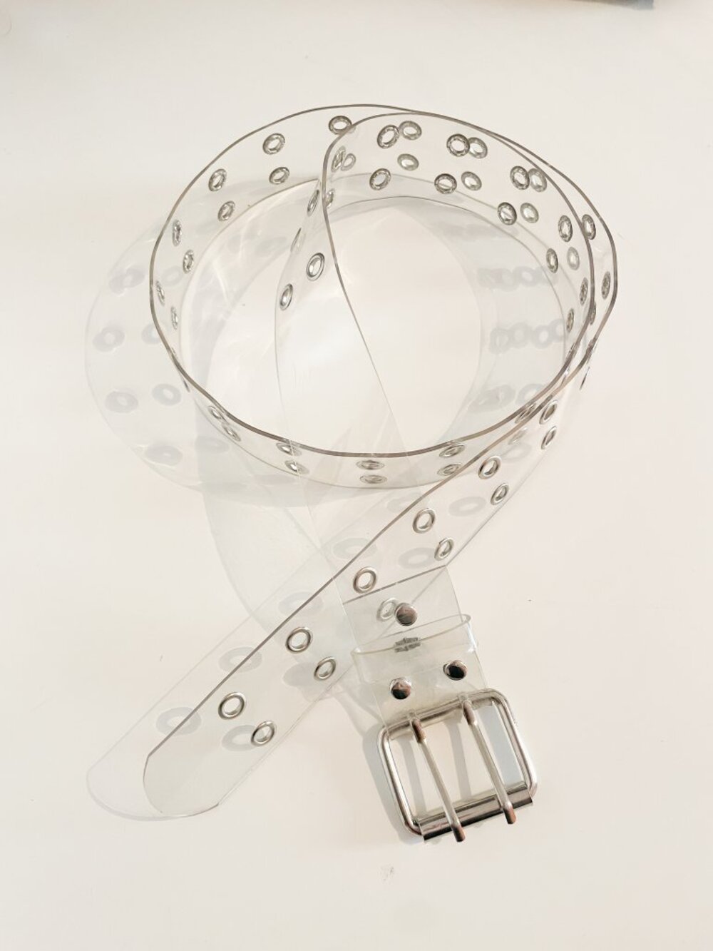 Vintage 90s TRANSPARENT PVC Grommet Belt